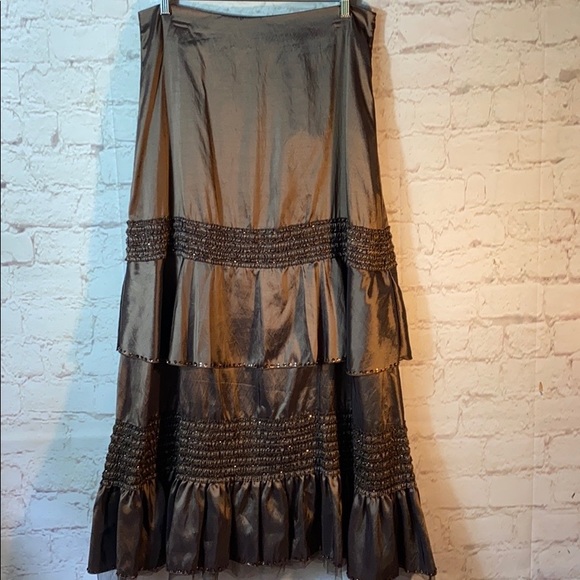 NWT STYLE VINTAGE BROWN LACE/SEQUINED MAXI SKIRT - Picture 3 of 12